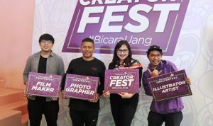  kiri ke kanan: Yandy Laurens (film maker dan Co Founder Cerita Films), Anton Ismael (Fotografer & Founder Kelas Pagi dan Third Eye Space), Ivy Widjaja (Head of Customer Segmentation and Marketing PermataBank), dan Muklay (Visual Artist)