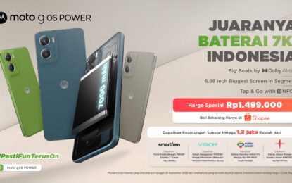 Memperkenalkan moto g06 POWER: Juaranya Baterai 7K* Indonesia! Dapatkan secara eksklusif di Shopee mulai hari ini, 9 Oktober, dengan harga Rp1.499.000.