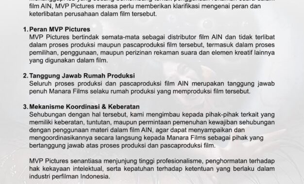Polemik Rekaman Suara Film AIN, MVP Pictures Tegaskan Hanya Bertindak sebagai Distributor